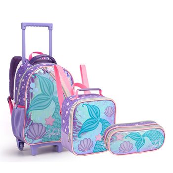 Kit-Mochila-Carrinho---Lancheira---Estojo-Lilas-Kids-Sereia-|-Seanite-Tamanho--UN---Cor--LILAS-0